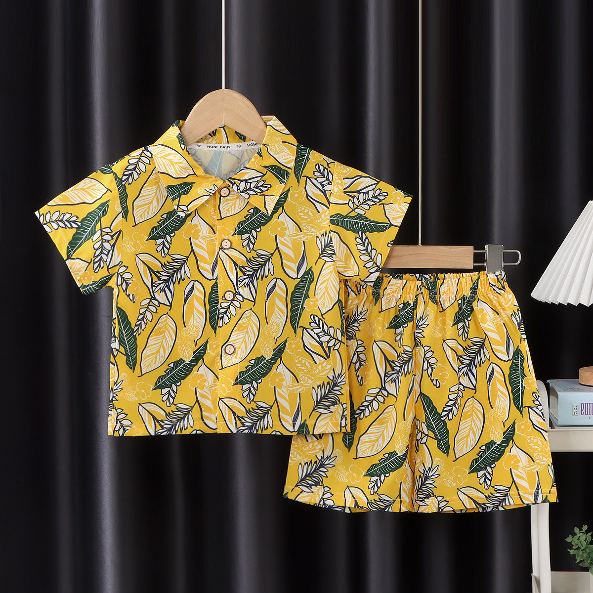 2026 New Children's Short-Sleeved Suit, Men's Short-Sleeved Shirt Suit, Short-Sleeved Shorts Beach Two-Piece Set