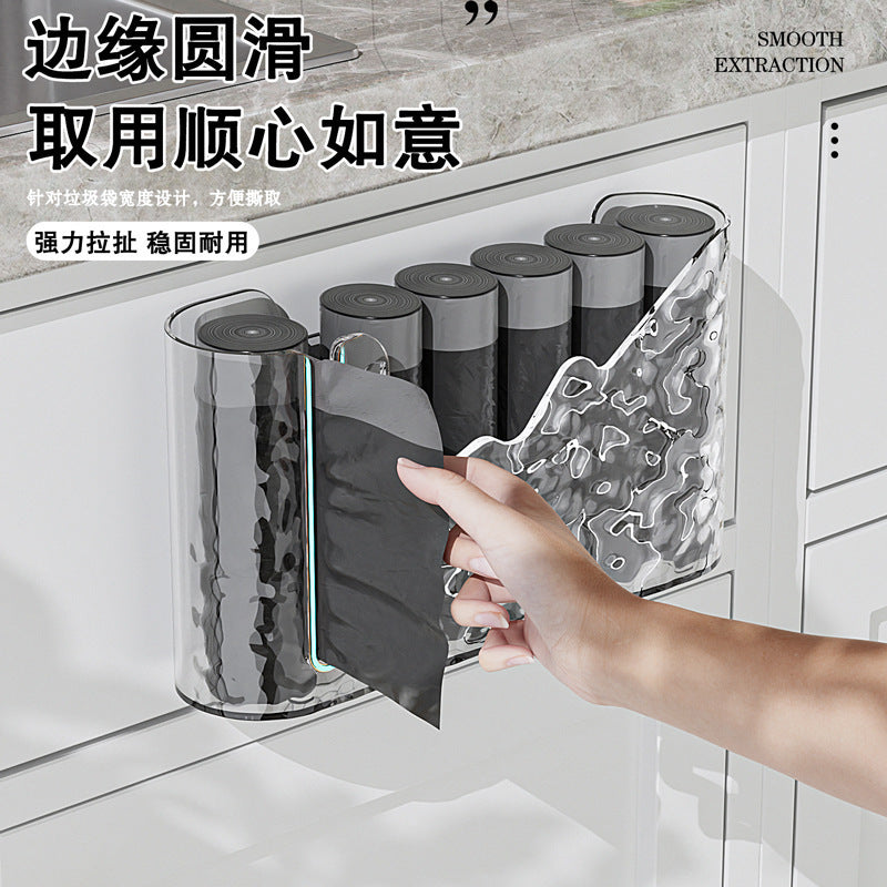 Household Glacier Pattern Garbage Bag Storage Box Punch-Free Storage Box Withdrawable Kitchen Garbage Bag Storage Rack