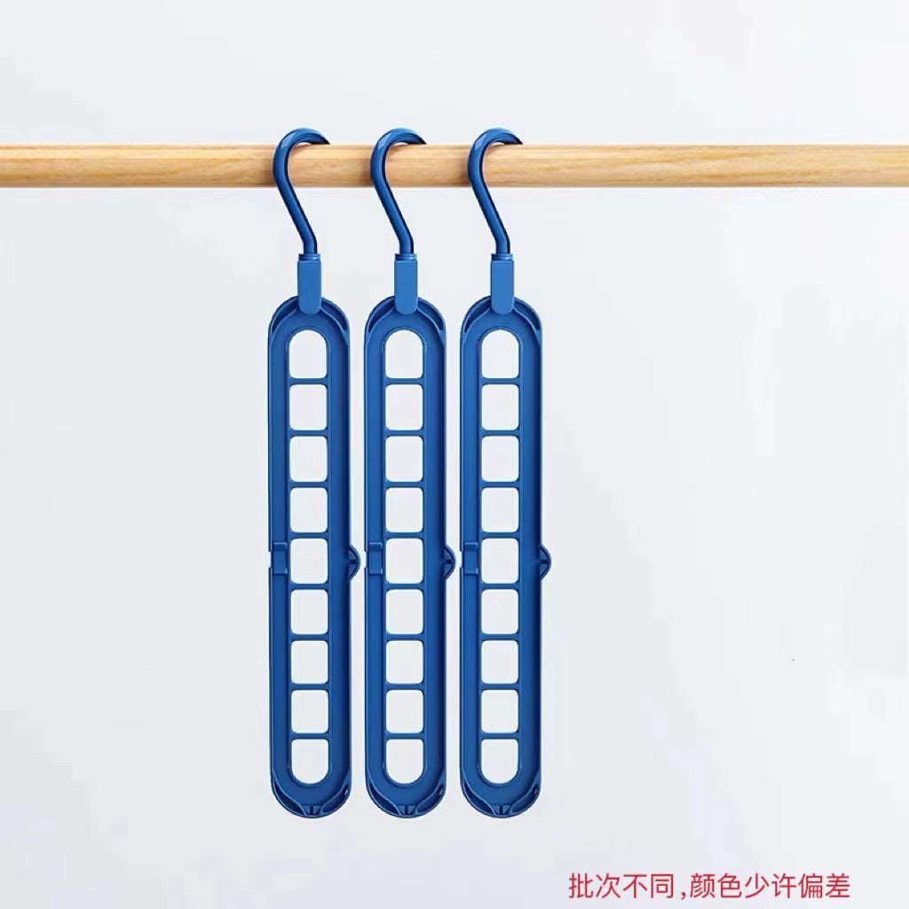 Multifunctional Magic Hanger, Foldable with Nine Holes, Space-Saving for Home Use, Suitable for Wardrobes, Closets, Dormitories, and Rotatable Storage Hanger