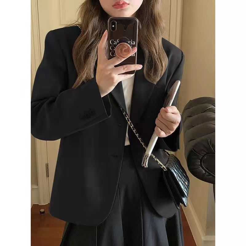 [15,400 People Collection] Small Suit Jacket Women Korean Loose 2025 Spring and Autumn British Style Gray Small Suit