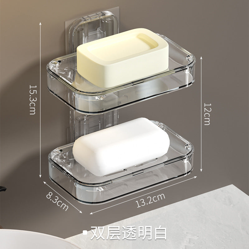 Light Luxury Soap Box Suction Cup Wall-mounted Non-perforated Draining Toilet Drainage Soap Box Rack Household Bathroom