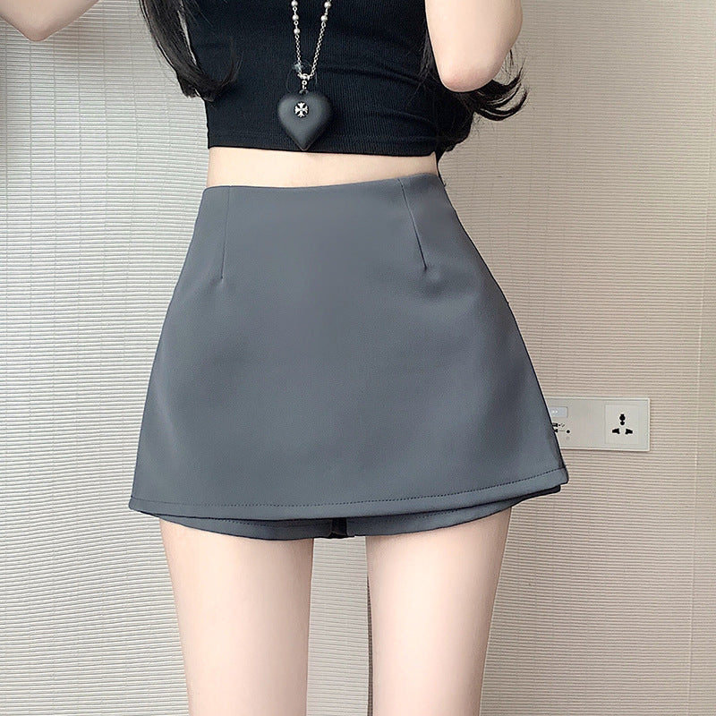 Gray Suit Skirt for Women 2025 Spring Design High Waist Slimming Look Anti-Exposure Side Slit Sexy Hip-Hugging Short