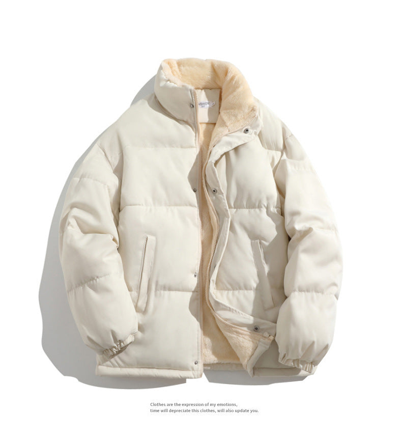 Cross-border Winter New Men's Loose Collar fleece-lined Cotton-padded Clothes Korean Style Youth Fashion Trendy Casual Cotton-padded Jacket
