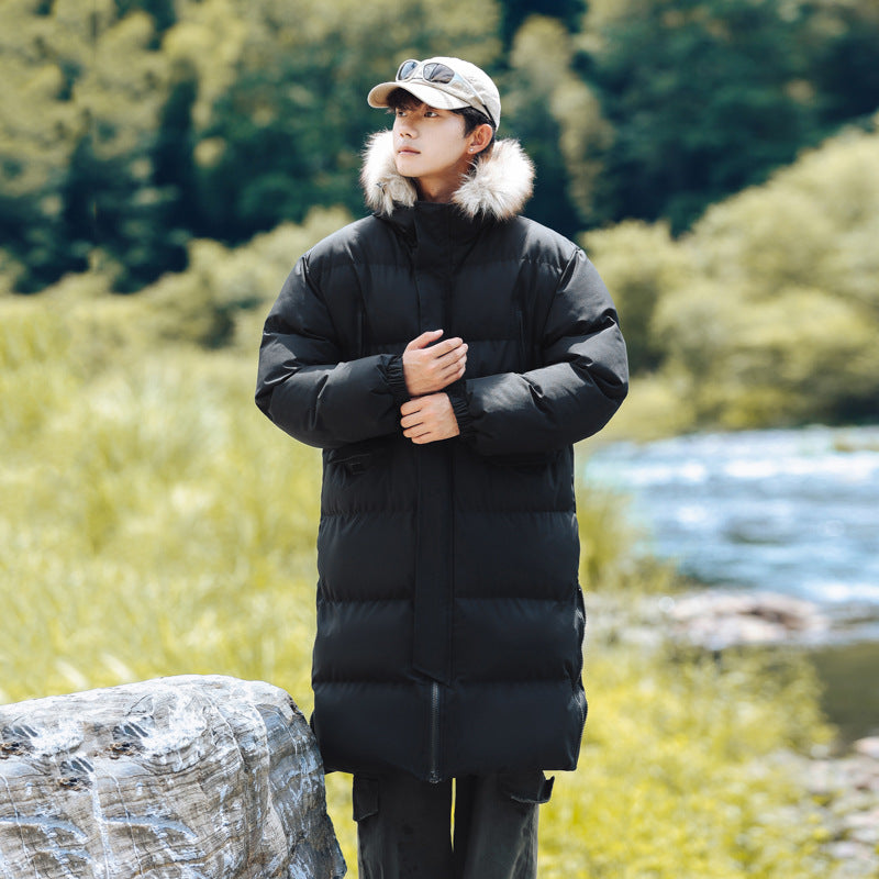 New Long Men's Big Wool Collar Thickened Extra Large Warm and Cold-proof Fashionable Jacket for Youth Fashionable Couple Clothes plus size Bread Clothes