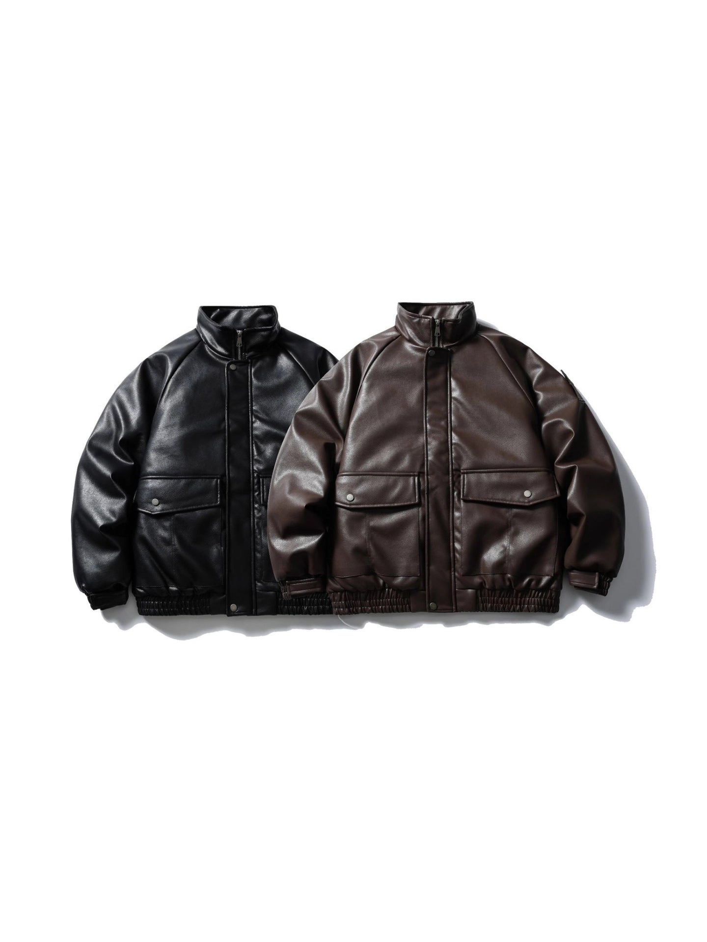 Mr. Song's Cross-Border Trendy American Retro Pu Leather Motorcycle Jacket for Men and Women, Thick Cotton Coat with Large Pockets