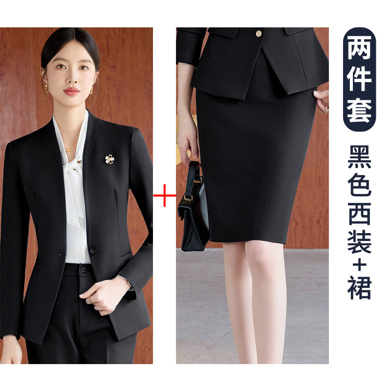 High-End Spring & Fall Hotel Front Desk Professional Wear Long-Sleeved Sales Department Reception 4S Store Sales Consultant Fashion Suit Suit