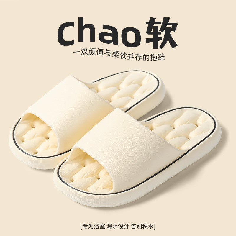 Summer Bathroom Leaking Eva Slippers for Men Indoor Home Bathing Massage Slippers for Women Breathable Non-Slip Quick-Drying Anti-Odor