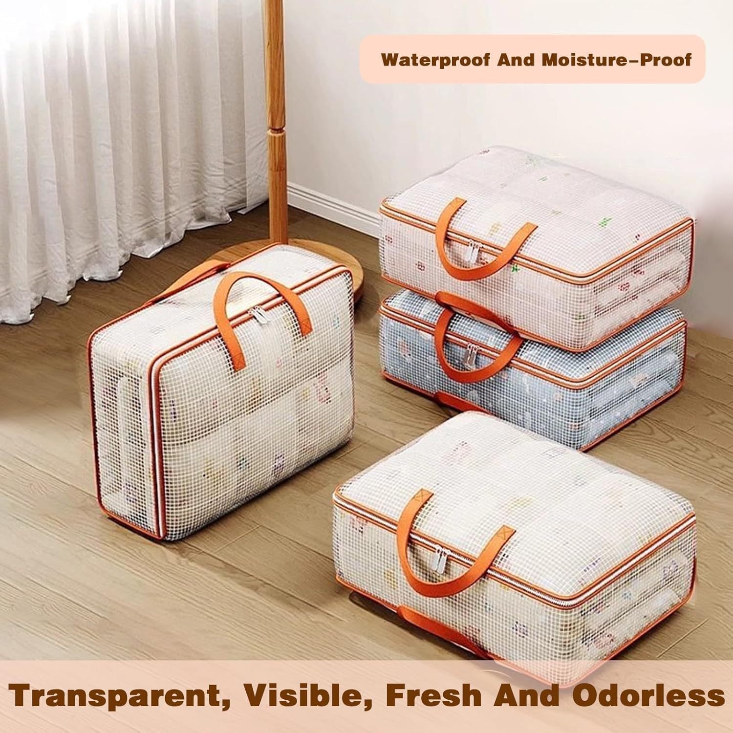 Pvc Mesh Quilt Storage Bag for Clothing, Luggage, Moving Packing Bag, Organizing Bag, Woven Bag, Moisture-Proof and Waterproof
