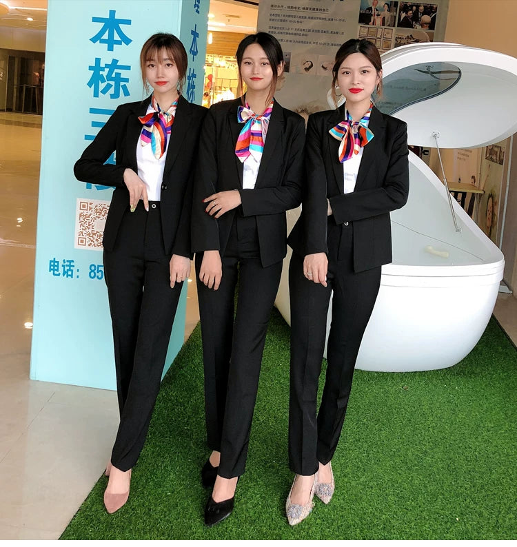 Three-piece suit overalls manager interview formal attire front desk beauty salon business attire bank mobile vest uniform