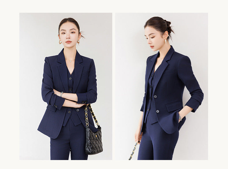 Cross-Border Red Hostess Suit Set for Women, Formal Attire for Broadcast Art Exams, Speech Competitions, Interviews, and News Anchor On-Camera Appearance