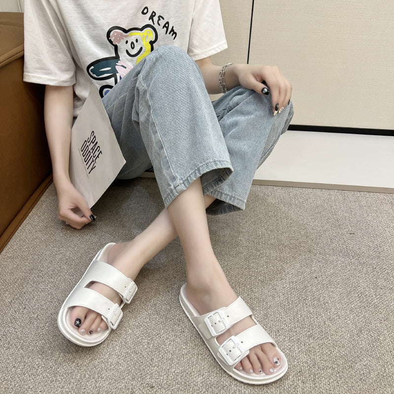 Summer Slippers for Men and Women Wear Soft Bottom Non-slip One-word Trash Popular Fashion All-match Beach Men's Slippers