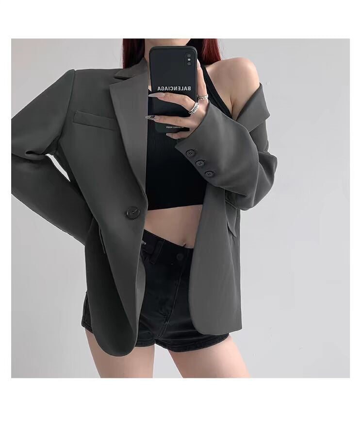 Light Luxury Small Suit for Women, 2026 Spring New Style, Gray Commuter Suit, Niche Design, Elegant Jacket