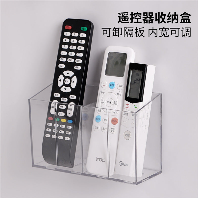 Air Conditioner Tv Remote Control Storage Box Wall-Mounted Punch-Free Sundries Wall-Mounted Box Bedside Charger Placement Rack