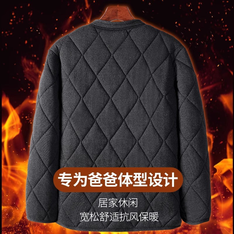 Old People's Cotton-padded Coat fleece-lined Thickened Dad's Cotton-padded Coat Grandpa Lamb Velvet Warm Cotton-padded Coat Home Loose Small Cotton-padded Coat
