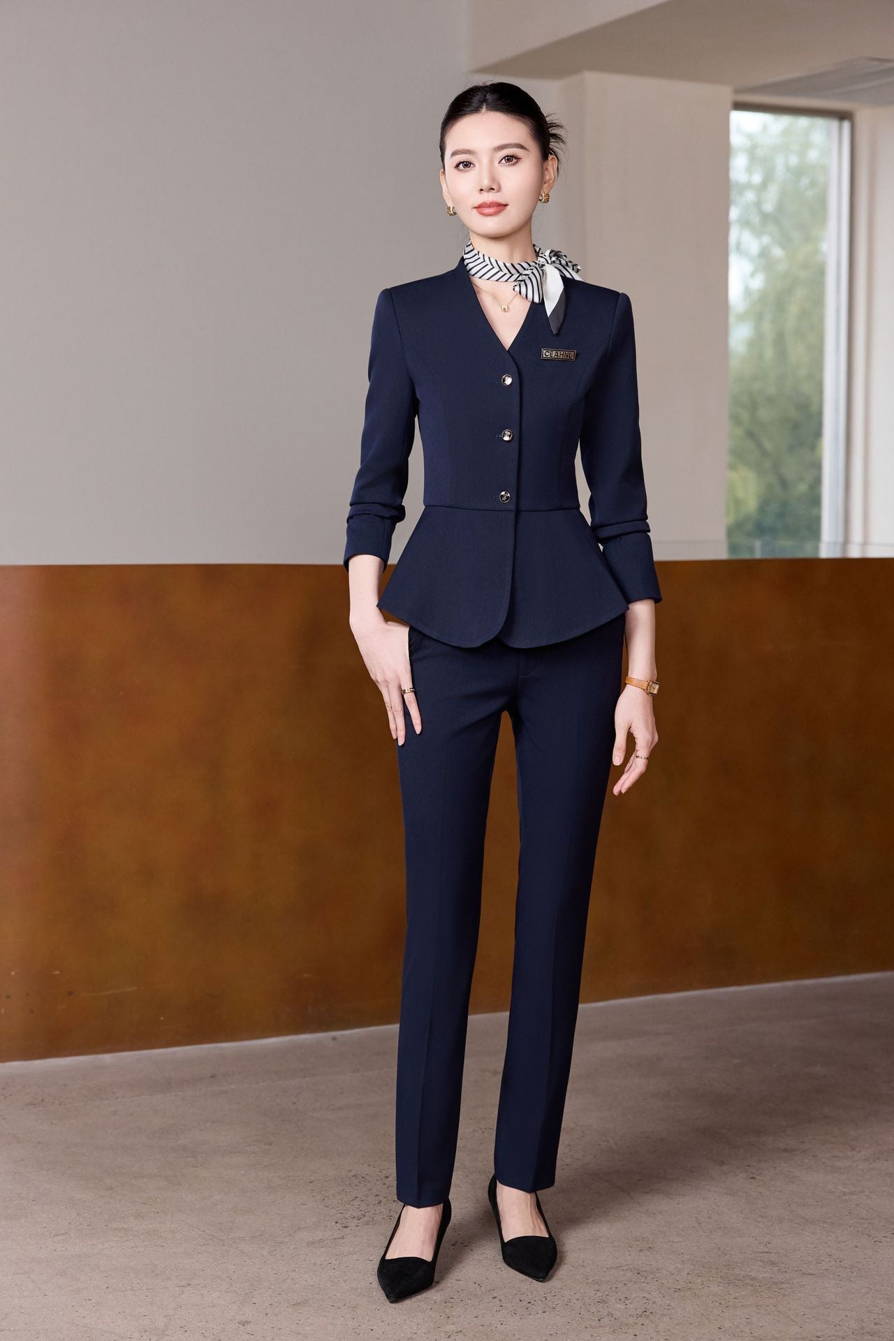 Dark Blue Suit Suit for Women 2025 Autumn and Winter New Professional Formal Wear Fashionable Workwear Jewelry Store Work Clothes