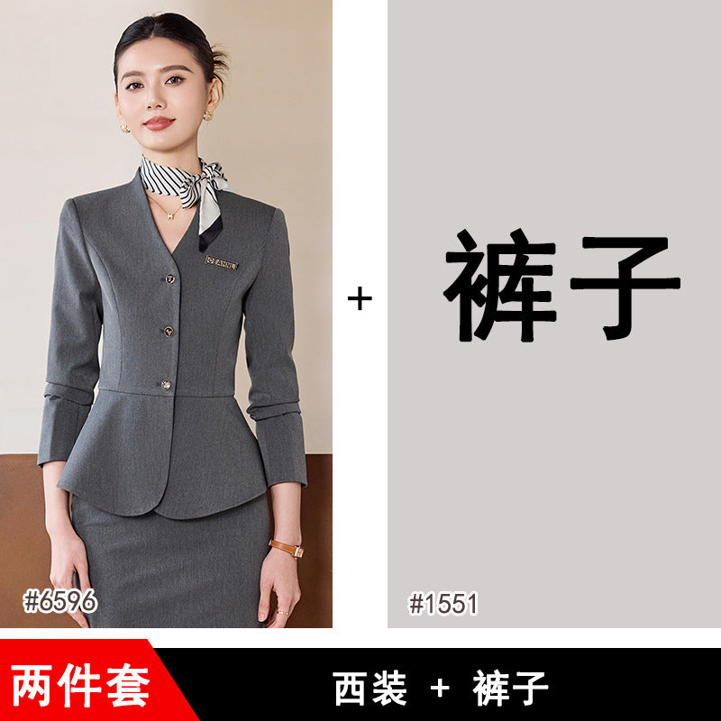 Dark Blue Suit Suit for Women 2025 Autumn and Winter New Professional Formal Wear Fashionable Workwear Jewelry Store Work Clothes