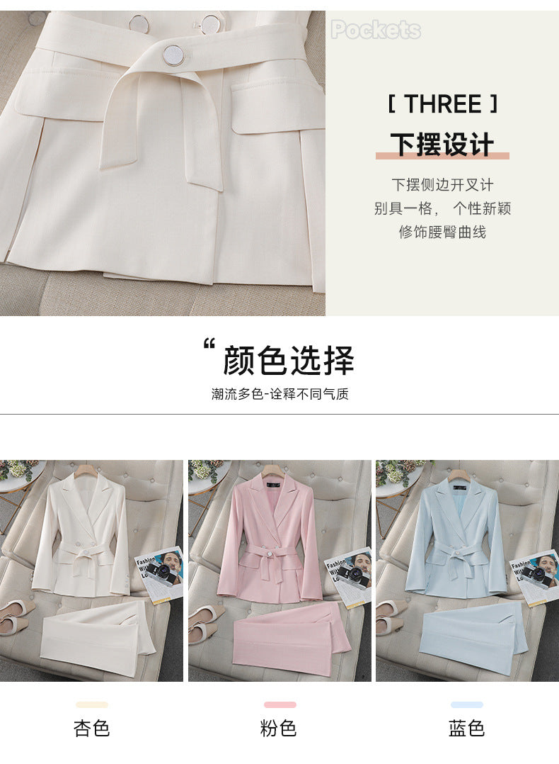Cross-Border Professional Suit Set for Women, New Spring and Autumn Korean Style Casual Professional Attire, High-End Waist-Cinching Blazer Jacket