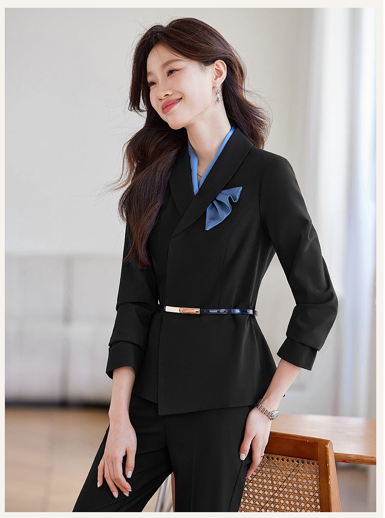Cross-Border Flight Attendant Professional Suit Set for Women, Announcer, Art Exam Host, Formal Attire, Front Desk Receptionist, Beauty Salon Work Uniform