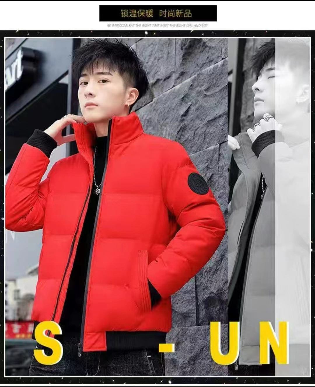 Winter Men's Stand-Up Collar Cotton Outwear, Thickeneded Warm Cotton Outwear, Korean Style Casual Cotton Outwear, Cross-Border Hot Sale Spot Batch
