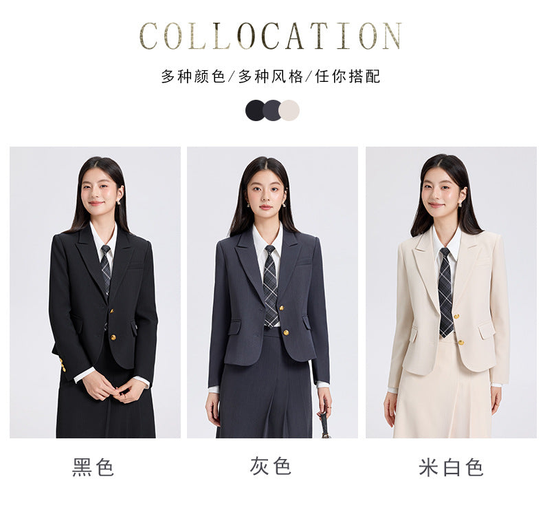 Cross-Border Gray Blazer for Women, New Spring and Autumn Professional Formal Suit, Short Blazer for College Students, High-End Feel