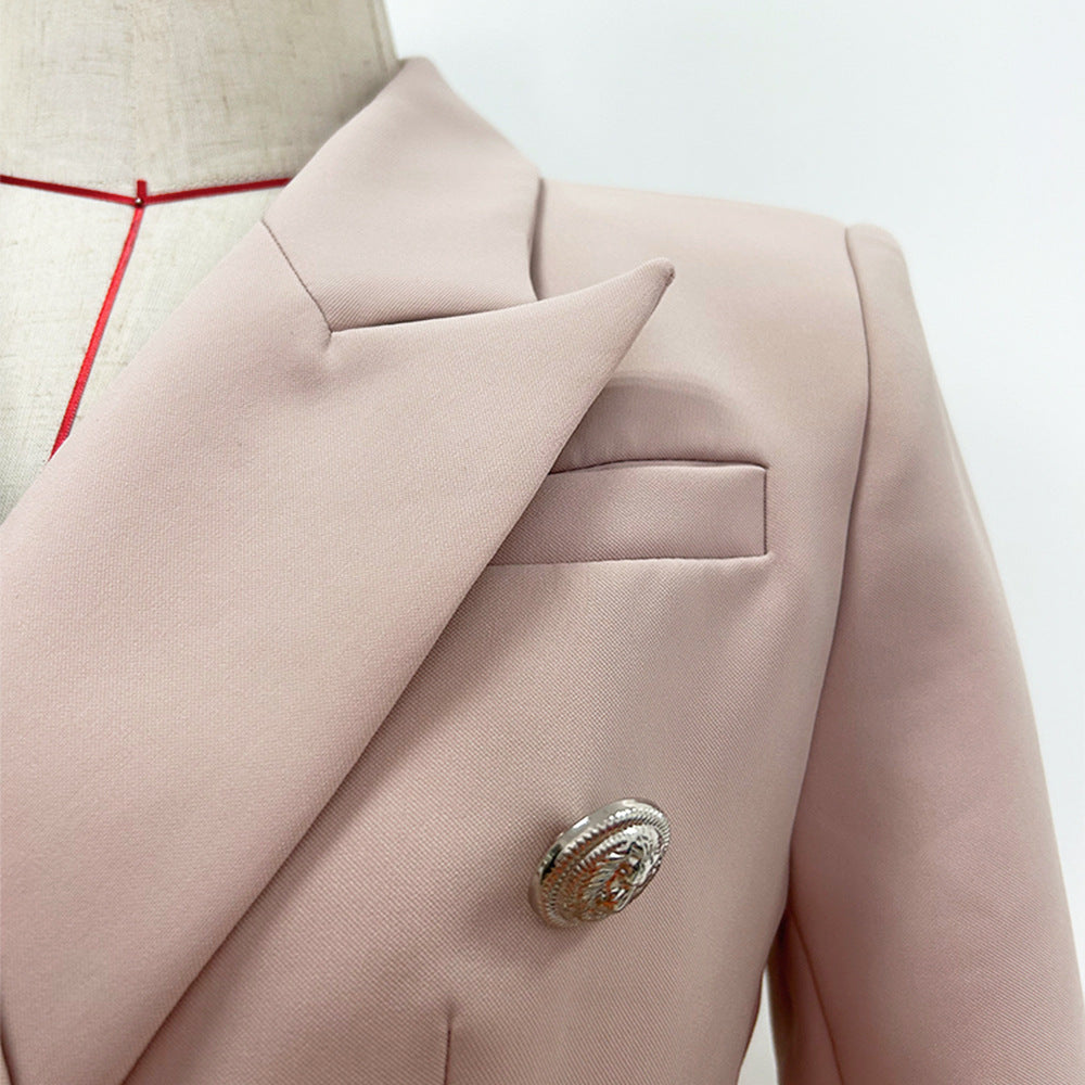 In Stock 2026 Export Star High-End Premium European and American Style Blazer with Metal Lion Head Buttons Double-Breasted Small Suit