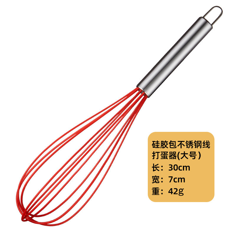 Factory spot supply manual egg beater stainless steel silicone egg beater hand mixer silicone egg beater
