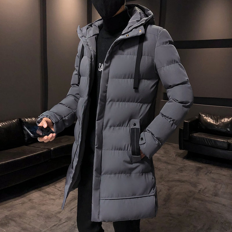 Mid-Length Cotton Outwear Men's Winter Jacket 2025 New Thickeneded Hooded Cotton Jacket Men's Korean Style Trendyy Cotton Jacket