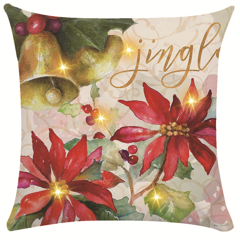New Amazon Christmas decorative pillow cover snowman printed cushion cover LED pillow light cushion customization