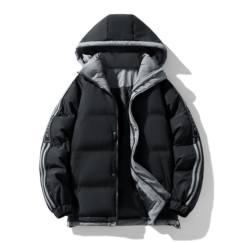 Autumn and winter men's cotton-padded jacket 2024 new plus size cotton-padded warm men's thickened cotton coat hooded coat men