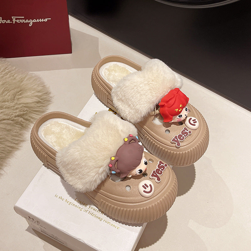 2025 New Cotton Slippers Removable Women's Winter Home Warm Fleece-Lined Home Plush Cotton Slippers Cute Slippers