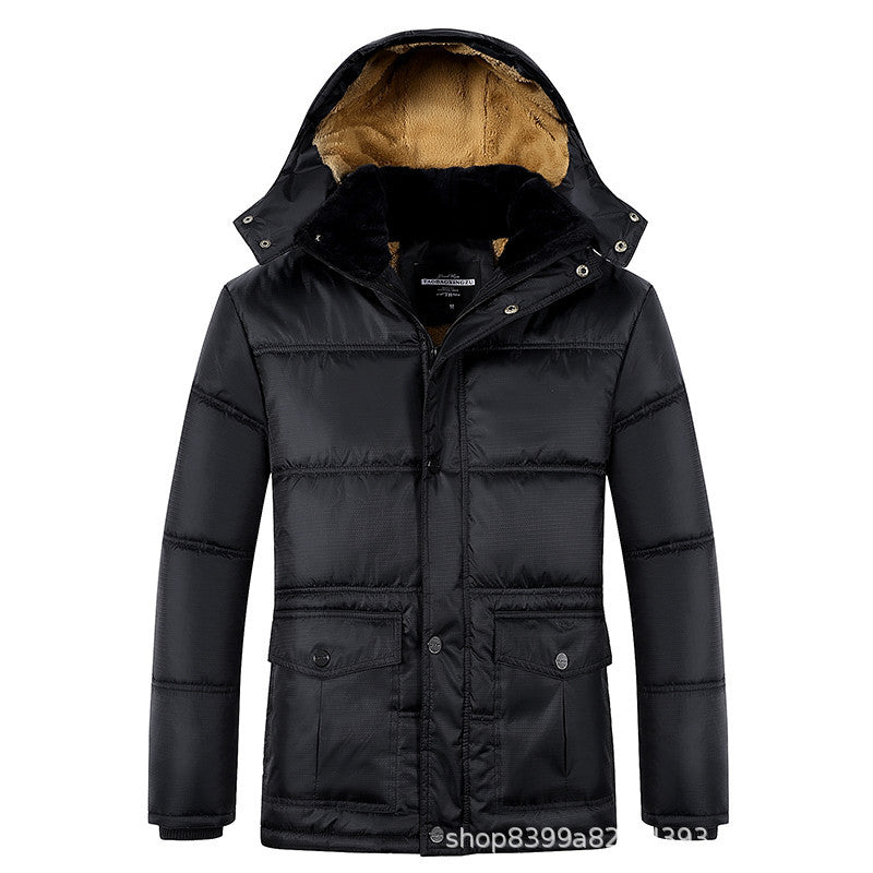Cotton-padded coat for men 2019 new winter middle-aged and elderly warm cotton-padded coat fleece-lined thickened fashion dad wear wholesale