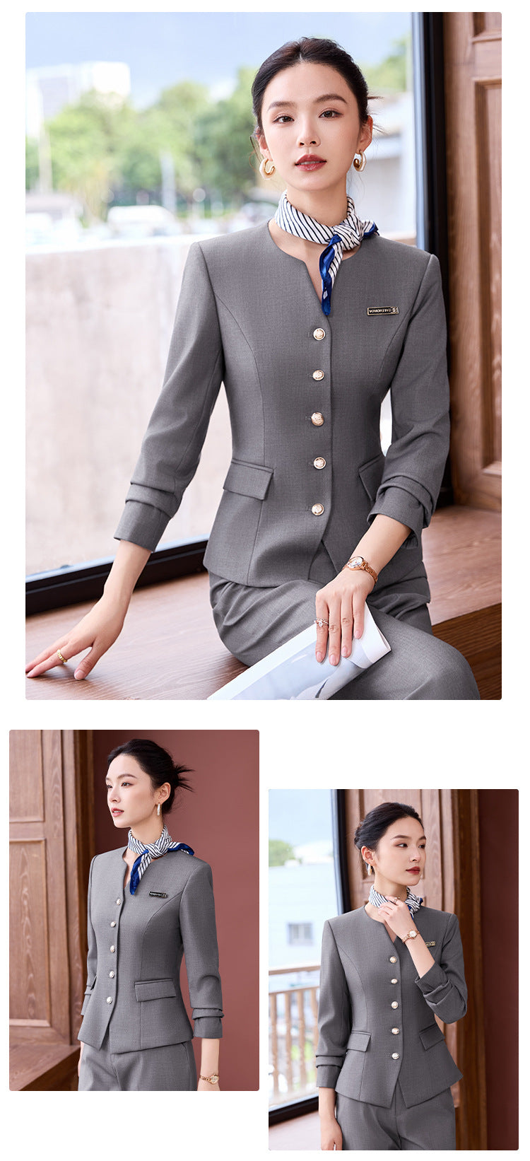 Professional Suit Suit Women's Autumn and Winter New Hotel Front Desk Jewelry Store Workwear Beauty Salon Front Desk Manager Workwear
