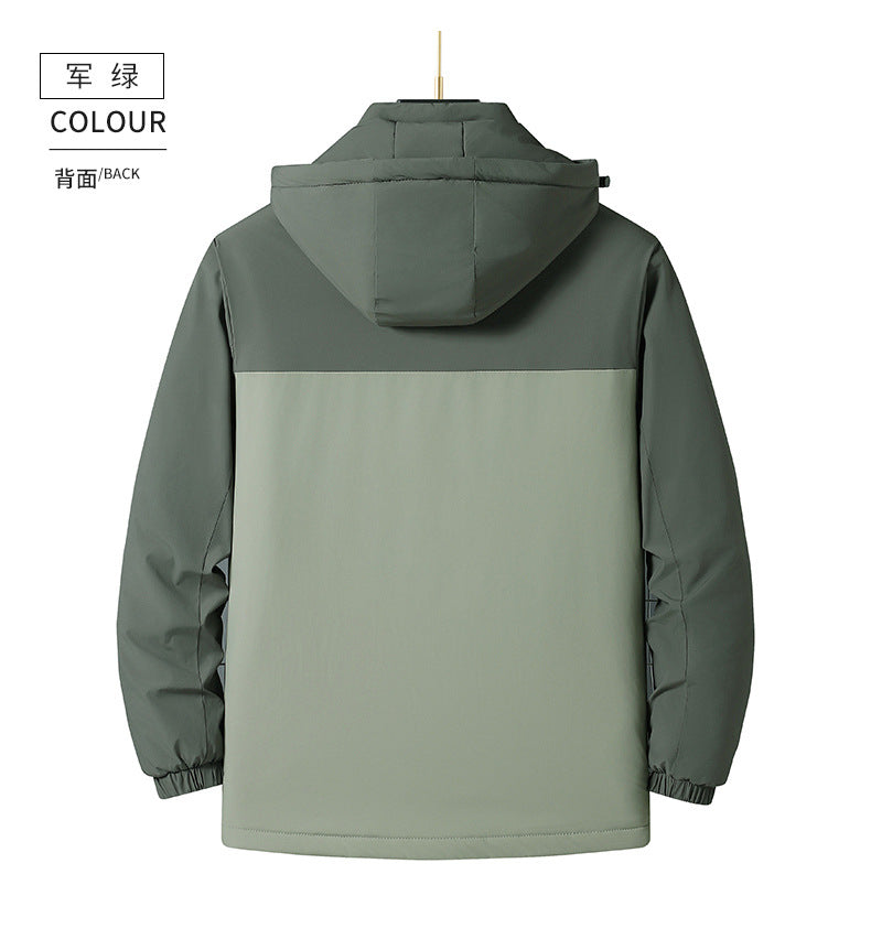 2024 Autumn and Winter New Cross-Border Men's Cotton Jacket Large Size Comfortable Fleece-Lined Warm Coat with Detachable Hood