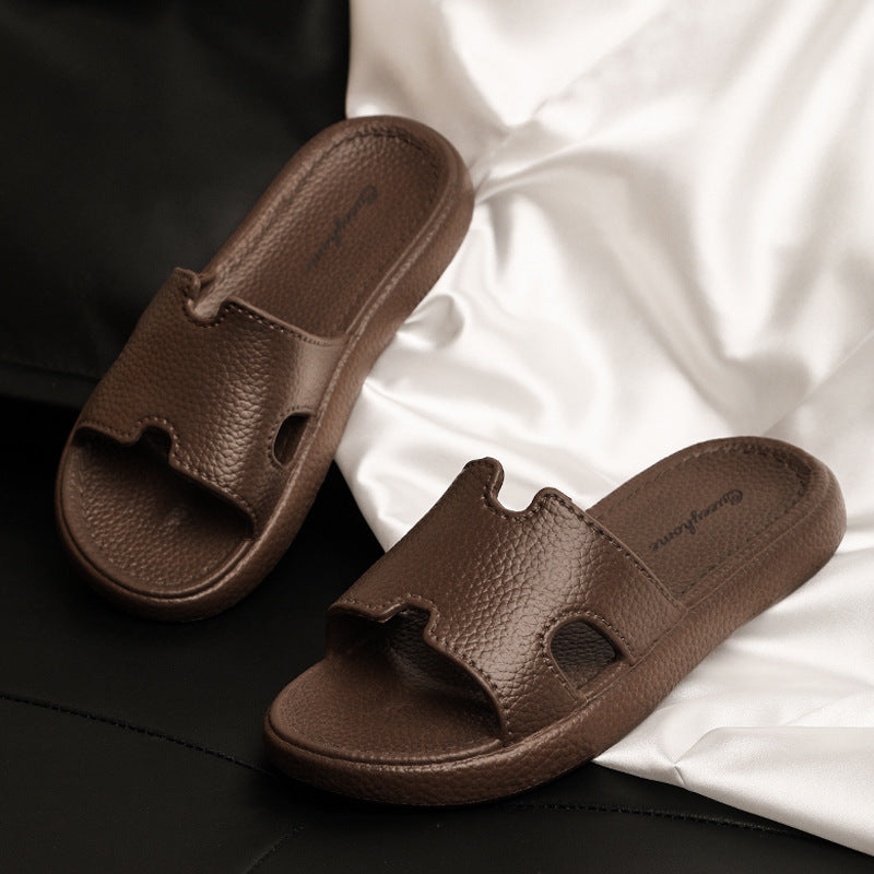 Fashion Retro High-end Sense Leather Pattern EVA Outer Wear Sandals and Slippers Women's Home Non-slip Soft Bottom Slippers Women's Summer