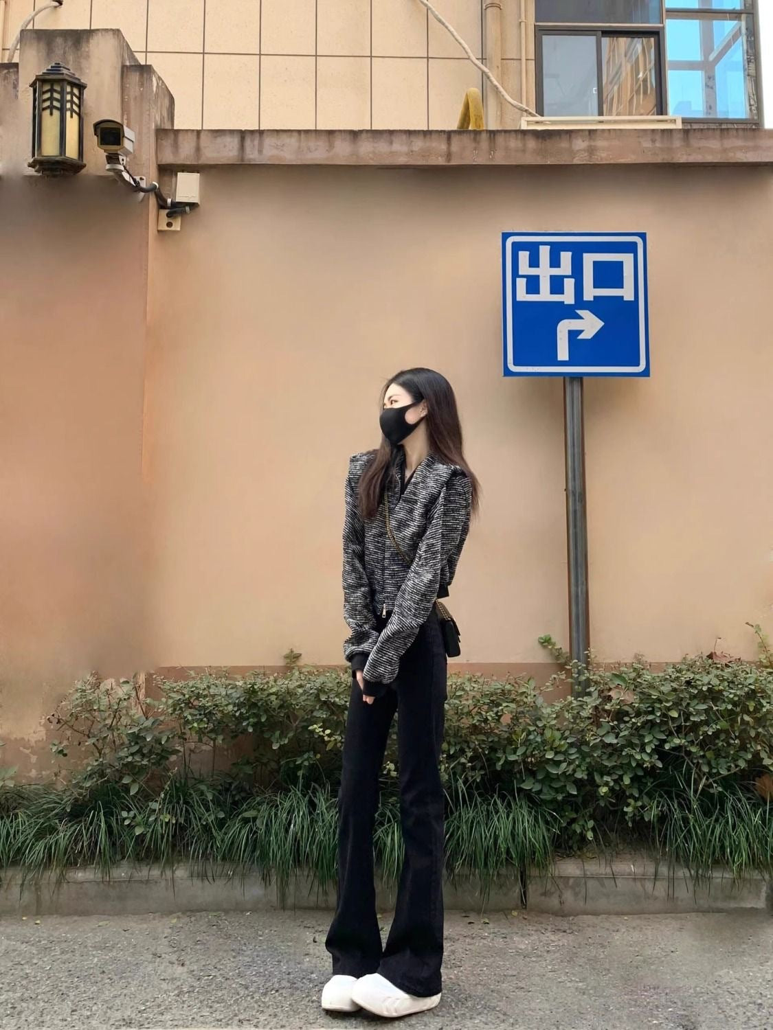 175 Tall Women's Black Bootcut Jeans for Autumn and Winter High-Waisted Elastic Slim Slim Flared Floor-Length Pants