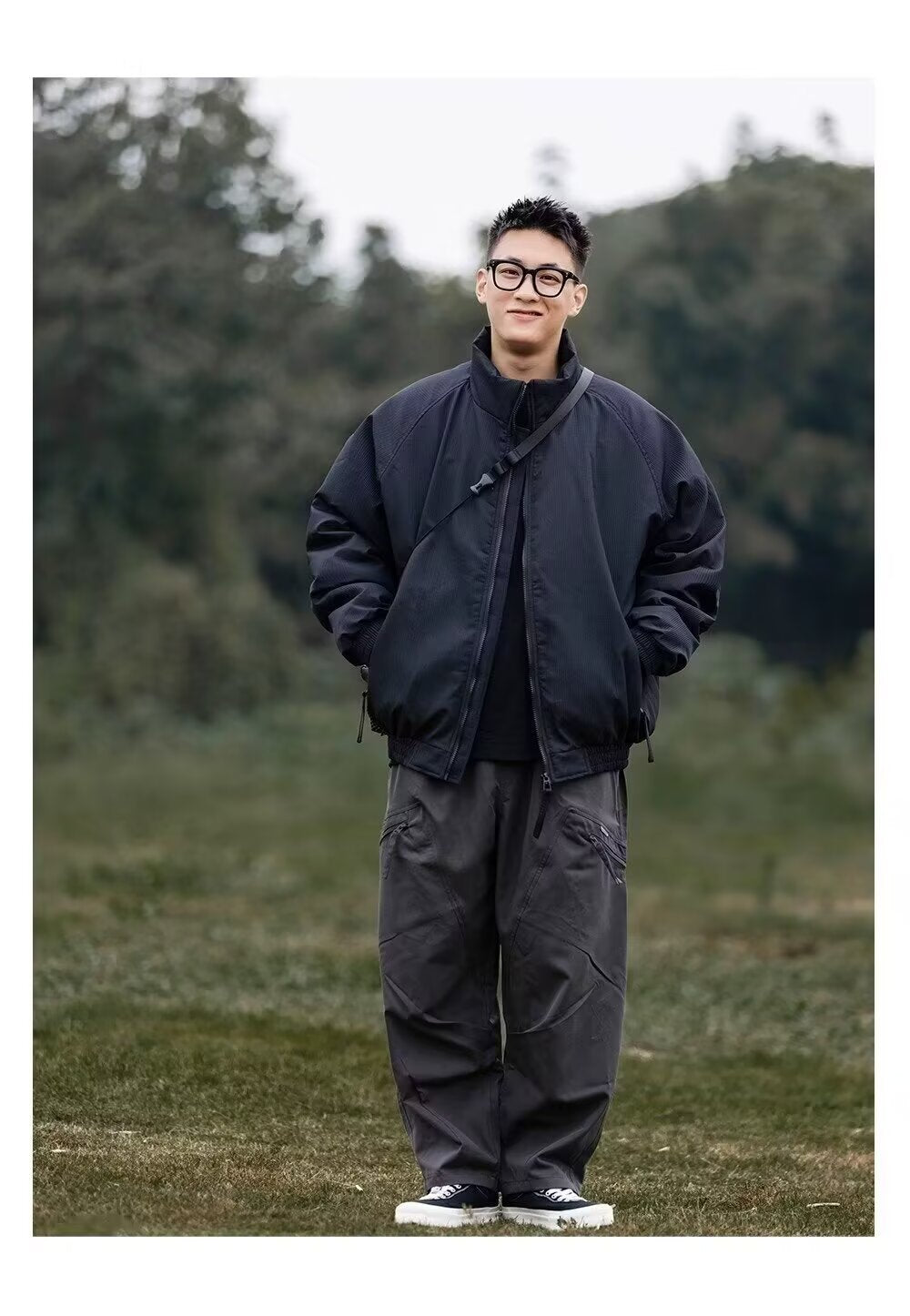 Japanese Vintage Tooling Trend Men's and Women's Loose Vertical Collar Short Cotton-padded Coat Winter Men's American Army Green Cotton Coat Jacket