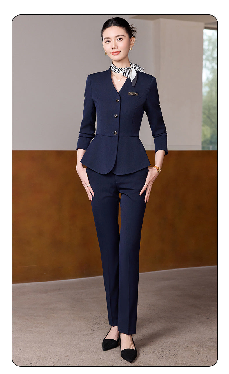 Dark Blue Suit Suit for Women 2025 Autumn and Winter New Professional Formal Wear Fashionable Workwear Jewelry Store Work Clothes