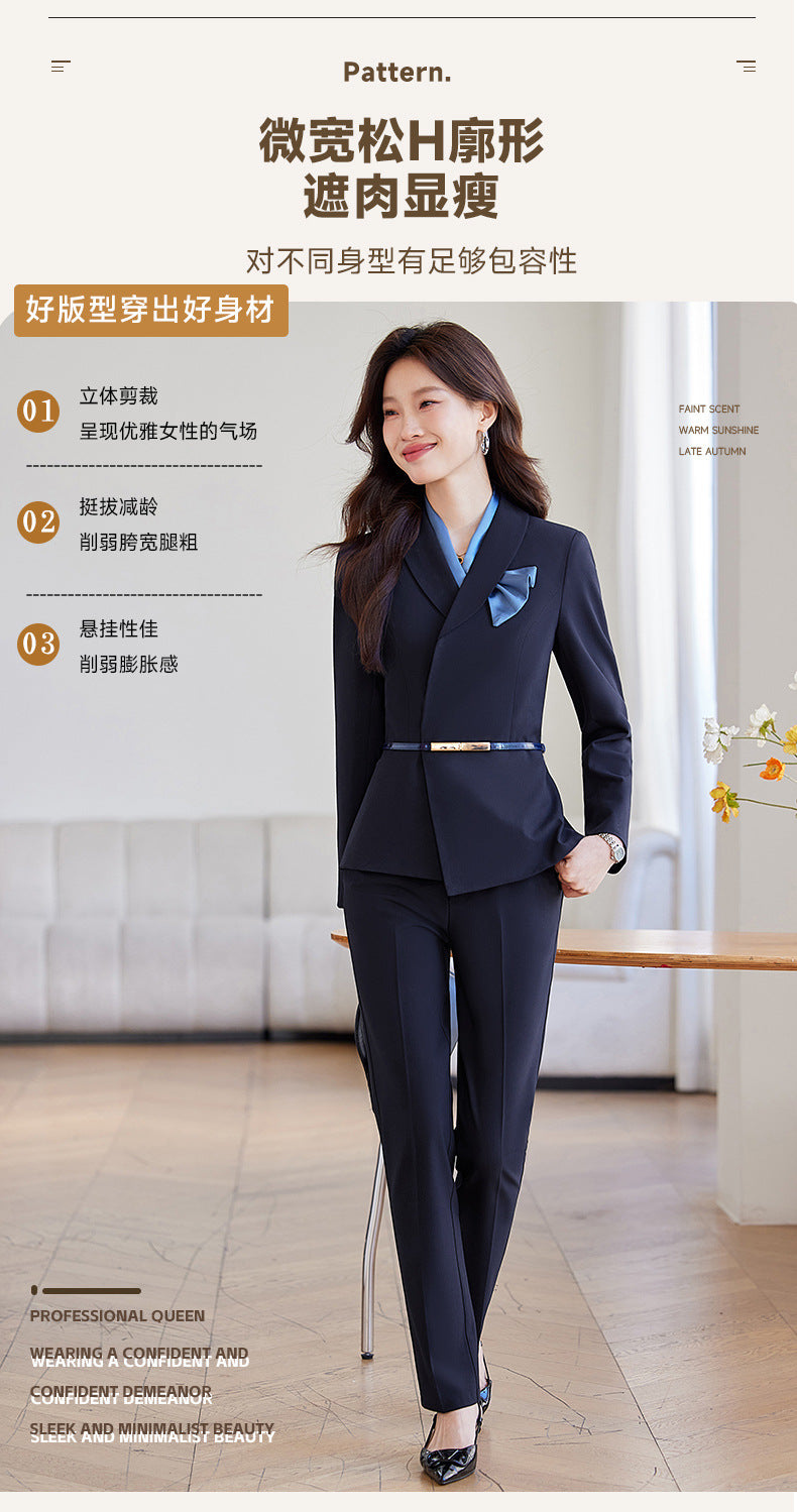 Cross-Border Flight Attendant Professional Suit Set for Women, Announcer, Art Exam Host, Formal Attire, Front Desk Receptionist, Beauty Salon Work Uniform