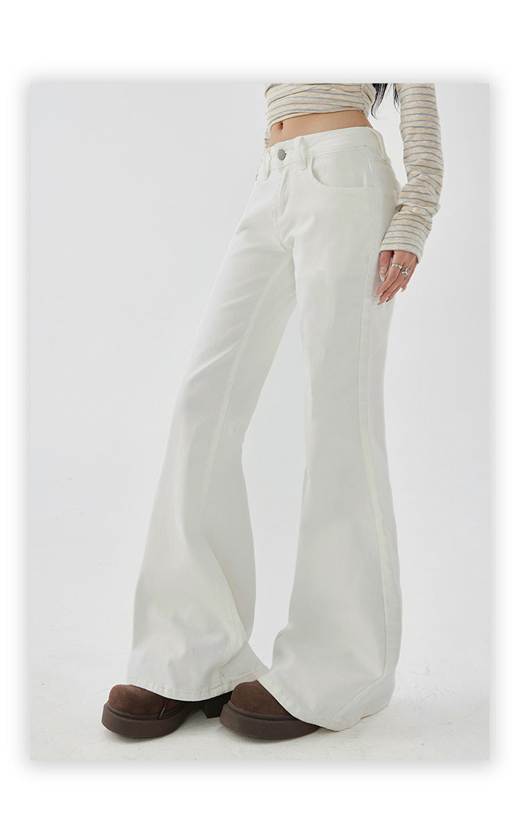 Yc&2-Color American Retro Low-Waist Sexy Flared Pants for Autumn and Winter Micro-Elastic Versatile Slimming Look Jeans for Women