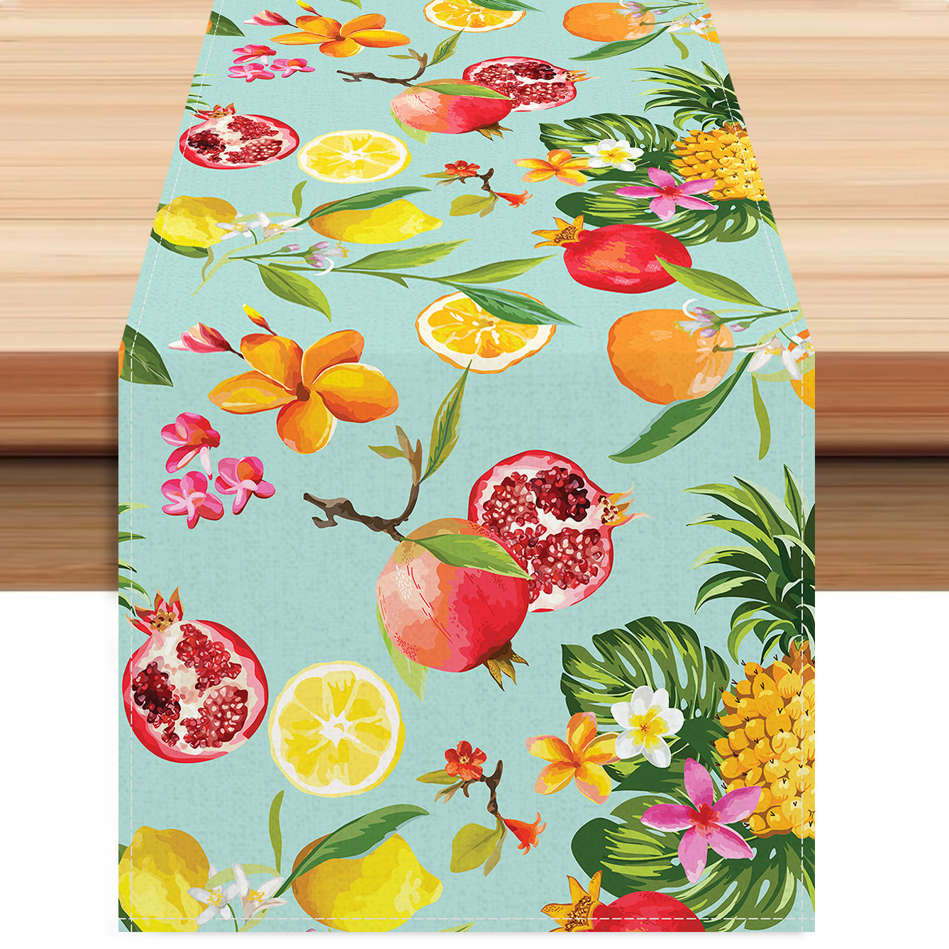 Amazon New Lemon Pomegranate Printed Table Flag Cross-border Home Fabric Decorative Tablecloth Linen Tablecloth Cushion Tea Flag