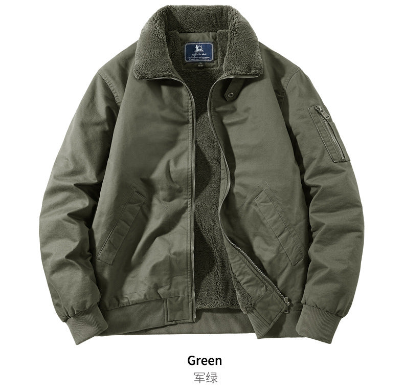 2025 New Winter Velvet Casual Cotton Outwear Men's Large Size Thickeneded Lapel Cotton Jacket Work Jacket 5869A