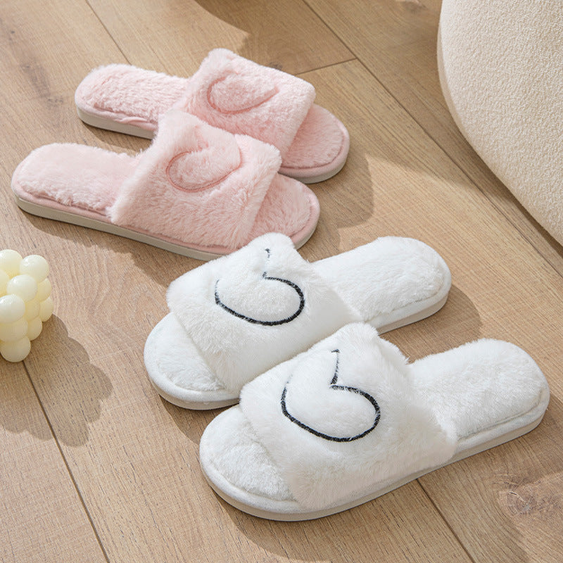 Cross-border Mao Mao Open One-word Open Toe TPR Men and Women Couple Indoor and Outdoor Home Cotton Slippers Four Seasons Wool Slippers