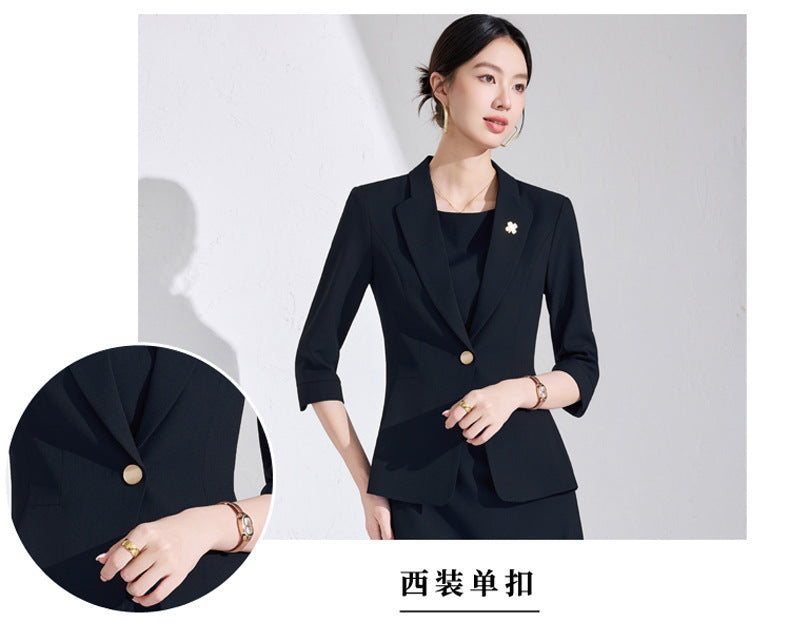 Pink High-End Three-Quarter Sleeve Blazer Women's Pants Dress Business Attire Two-Piece Suit High-End Elegant Trendy