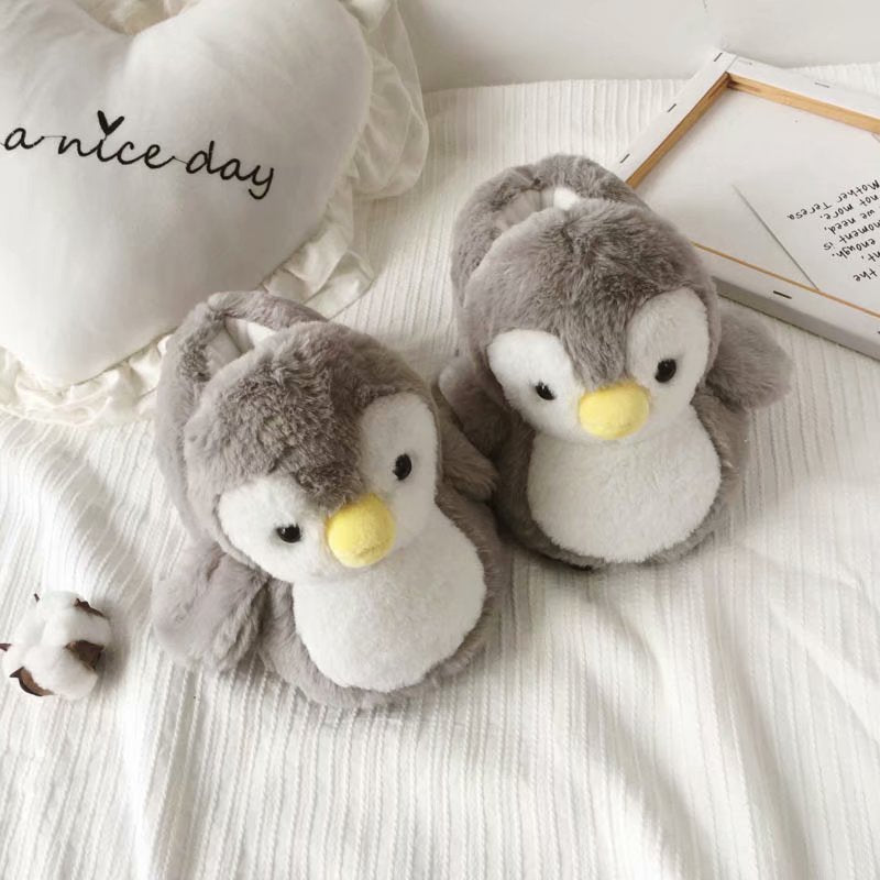 Cute Cartoon Penguin Winter Moon Cotton Shoes Couple Home Creative Bag with Thick-soled Warm Cotton Slippers