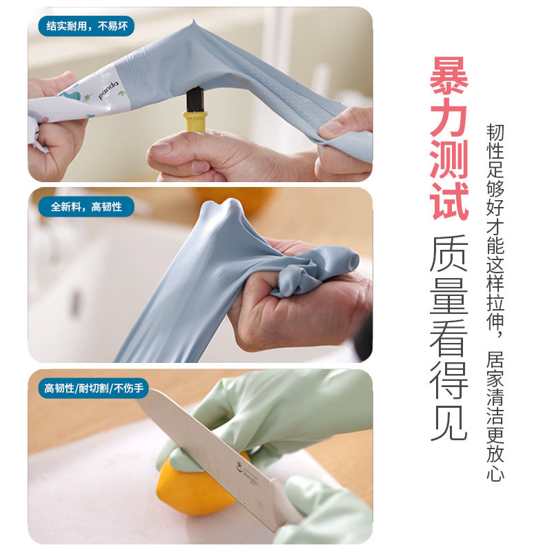Winter Thickened fleece-lined Women's Waterproof Household Dishwashing Brush Bowl Kitchen Housework Gloves Washing Clothes Durable Latex Rubber
