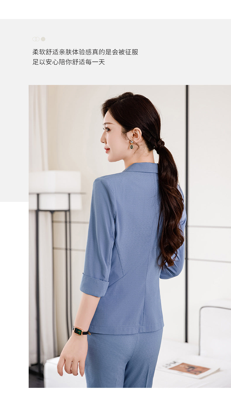 Pink Mid-Sleeve Suit for Women 2025 New Summer Thin Business Attire Elegant Beauty Salon Front Desk Work Clothes