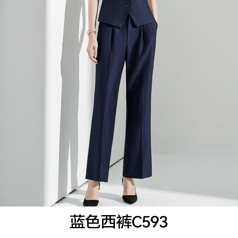 Blue Classy Professional Suit Suit for Women 2025 Spring & Fall New Style Workplace Formal Wear Elegant Work Clothing Three-Piece Suit