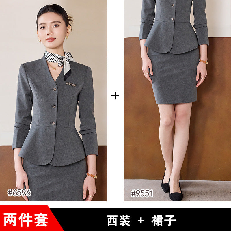 Dark Blue Suit Suit for Women 2025 Autumn and Winter New Professional Formal Wear Fashionable Workwear Jewelry Store Work Clothes