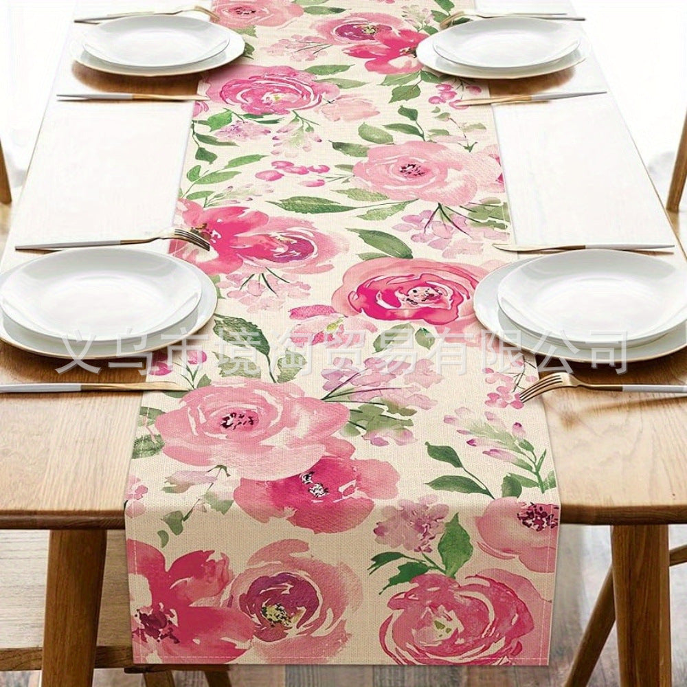 Linen Table Runner Pastoral Flower Lemon Summer Home Dining Table Outdoor Decoration Printed Tablecloth Table Runner