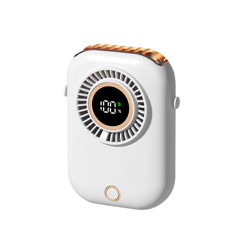 New Handheld Digital Display Small Fan Portable USB Lazy Electric Fan Outdoor Mini Waist Fan Hanging Neck Fan